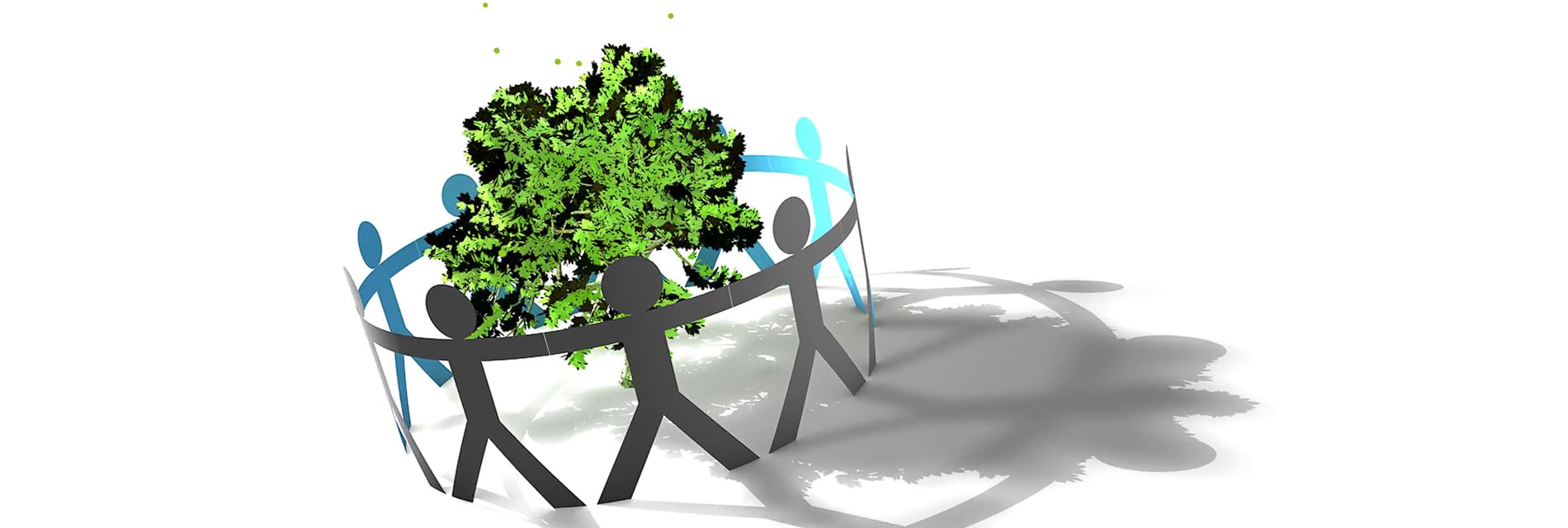 people scircling a tree graphic
