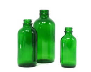 glass boston round bottles - green