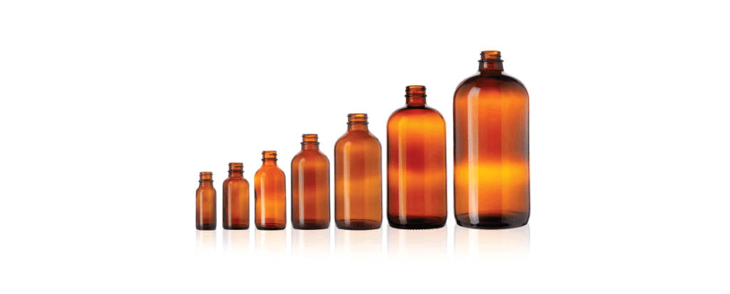 8 Oz. Boston Round Glass Bottle, Amber Bostin Round Bottle