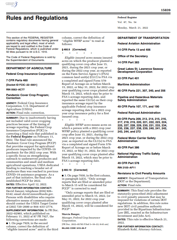 U.S. Civil Penalties Updated March 21, 2022