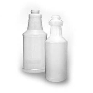 Two Decanter Bottles, made of translucent plastic with screw-top necks and textured grips, stand upright against a plain white background.