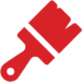 Red paintbrush icon with a wide, flat bristle and a short handle.