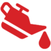 Red icon of an oil can tilted with a droplet falling from the spout, indicating an oil-related function or issue.