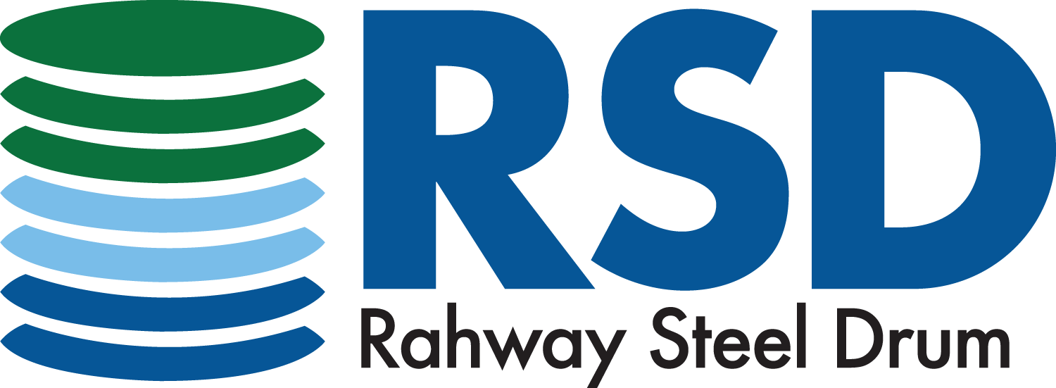 rsd-no-tagline Logo of Rahway Steel Drum: A stack of four discs in shades of green, blue, and white forms the shape next to the bold, blue letters "RSD." The words "Rahway Steel Drum" appear below in a smaller font.