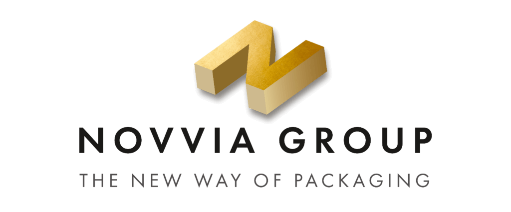 The Novvia Group logo showcases a sleek, gold 'N' poised above the black text 